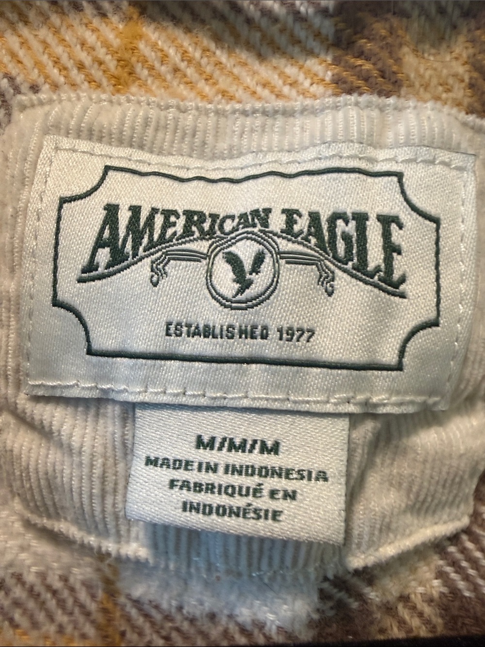 American Eagle Outfitters Plaid Shirt Jacket in Cream and Brown - Picture 3 of 3
